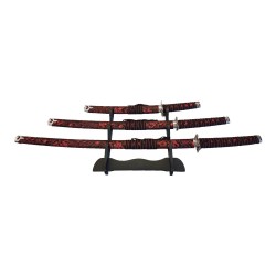 SET ORNAMENTALE KATANA-WAKIZASHI-TANTO (JL029SET ROSSO)