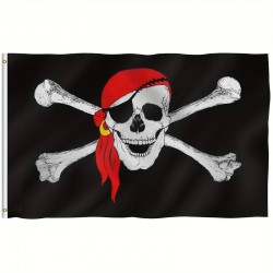 Bandiera Pirata 90x150 Cm Jolly Roger Teschio Ossa...